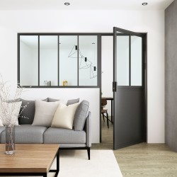 Porte battante Atelier - Ouvrant Gauche + Verri&egrave;re 2 &agrave; 6 vitrages